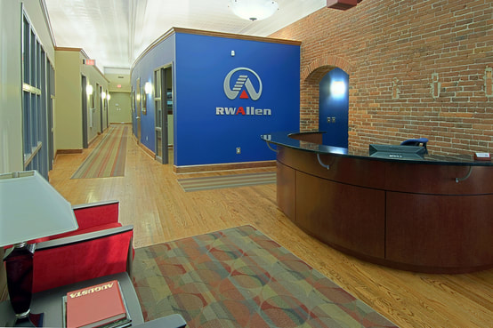 front entrance and reception of r.w. allen corporate offices